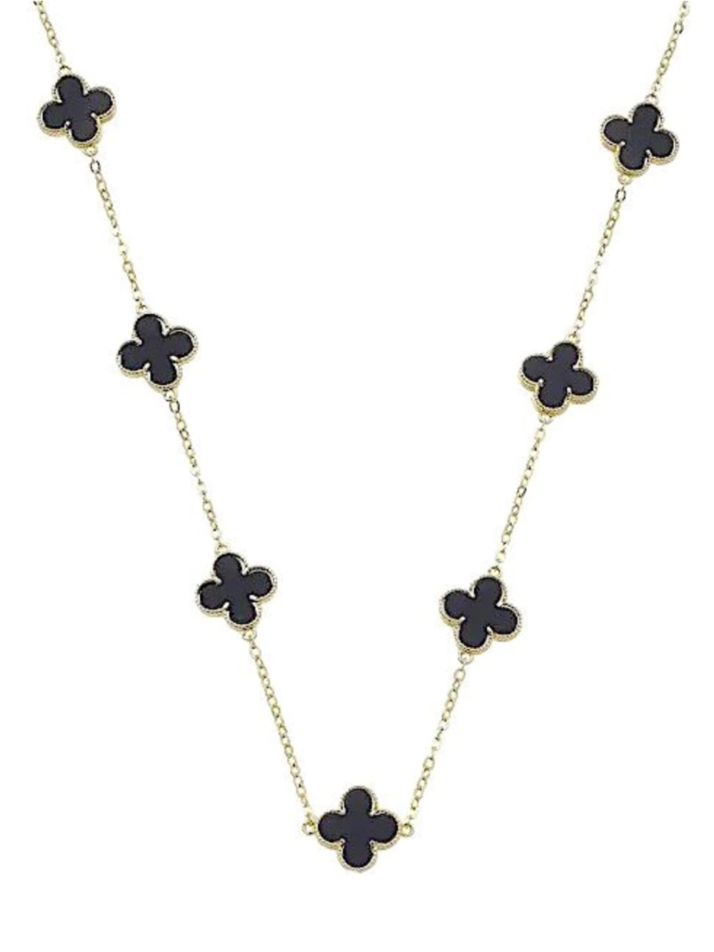 Black Clover Station Necklace in Gold